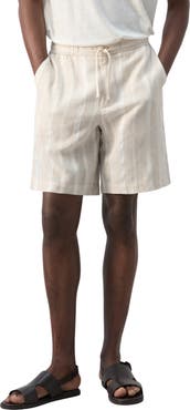 MANGO Stripe Linen Blend Bermuda Shorts