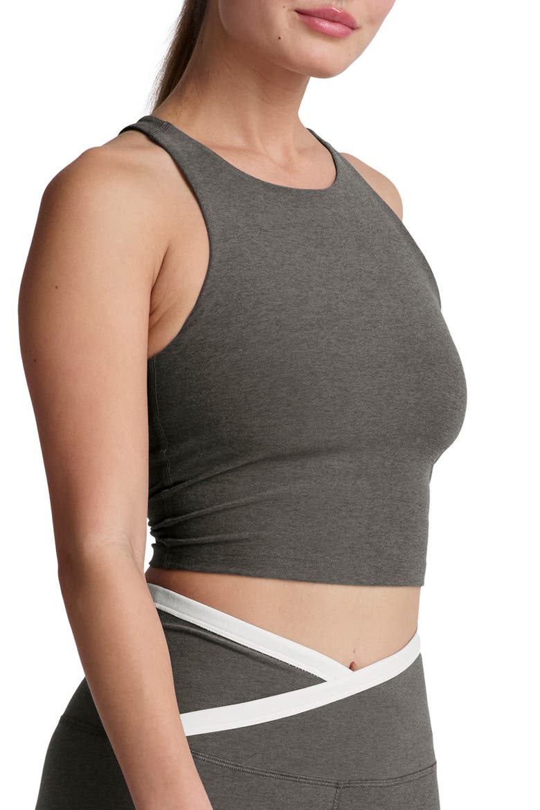 Spacedye Refocus Racerback Crop Tank, Alternate, color, TRUE GRAY HEATHER