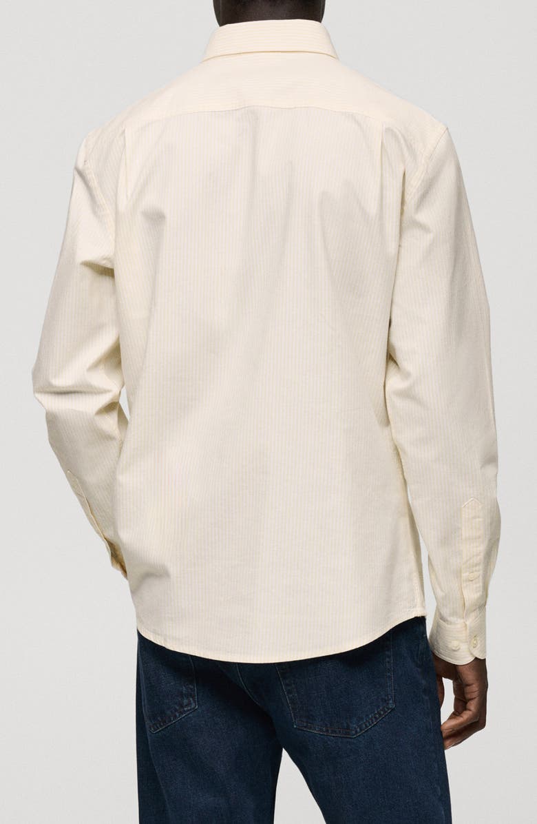 MANGO Regular Fit Stripe Cotton Button-Up Shirt, Alternate, color, Yellow