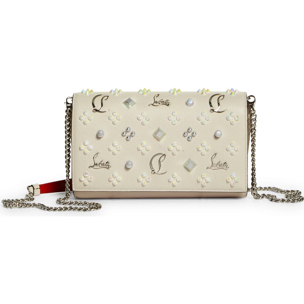 Christian Louboutin Paloma Empire Calfskin Clutch In Neutral
