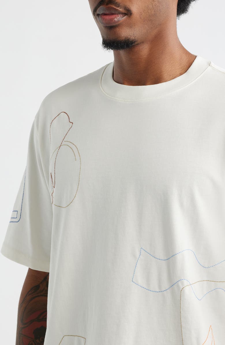 Wax London Milton Shapes Scribble Embroidery T-Shirt, Alternate, color, Ecru
