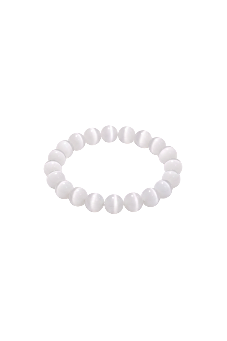 Manifest Intuition White Cat's Eye Beaded Bracelet, Alternate, color, White