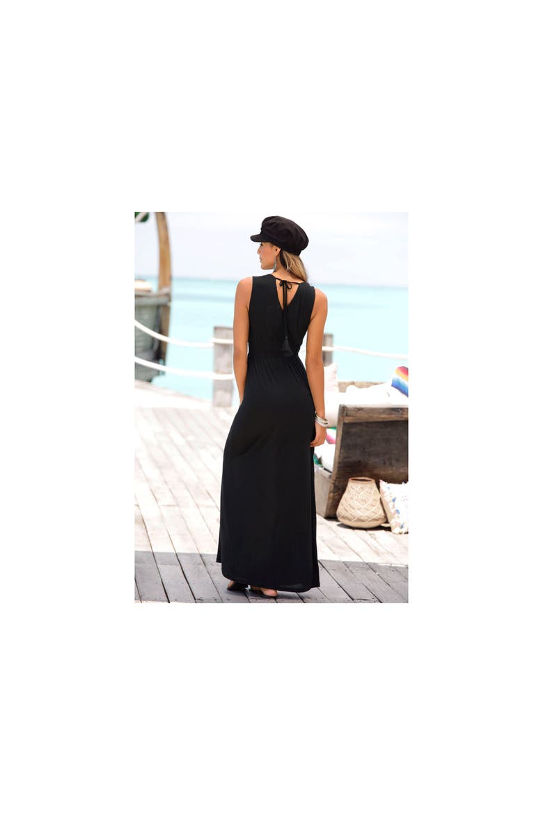 Women's V-Neck Maxi Dress, Alternate, color, Black