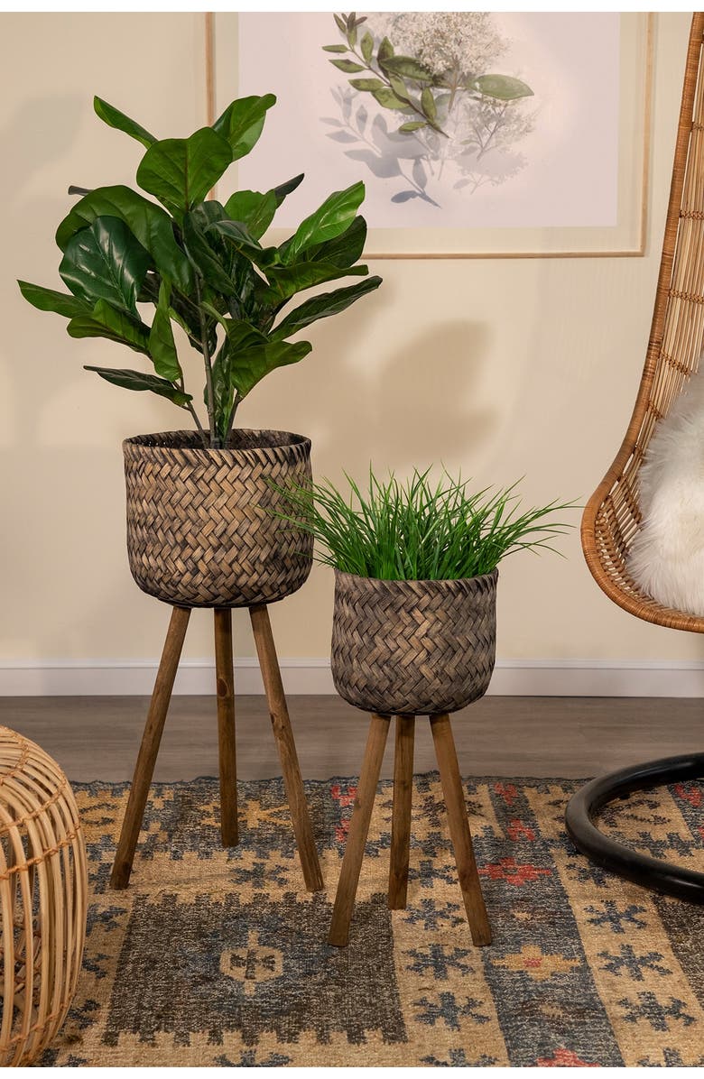 SAGEBROOK HOME Wicker Planters 10/12" - Natural - Set of 2, Alternate, color, 