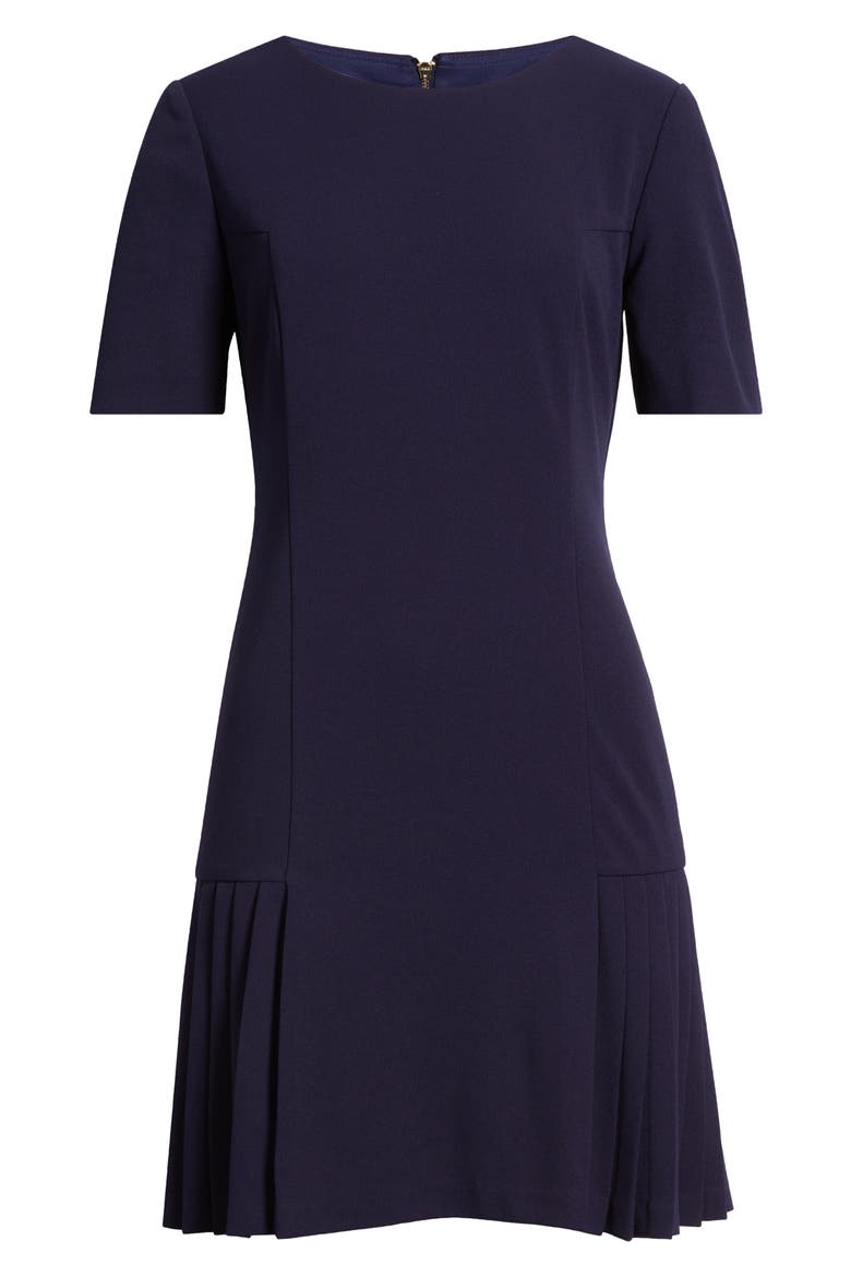 Pleat Detail Short Sleeve Dress, Alternate, color, NAVY