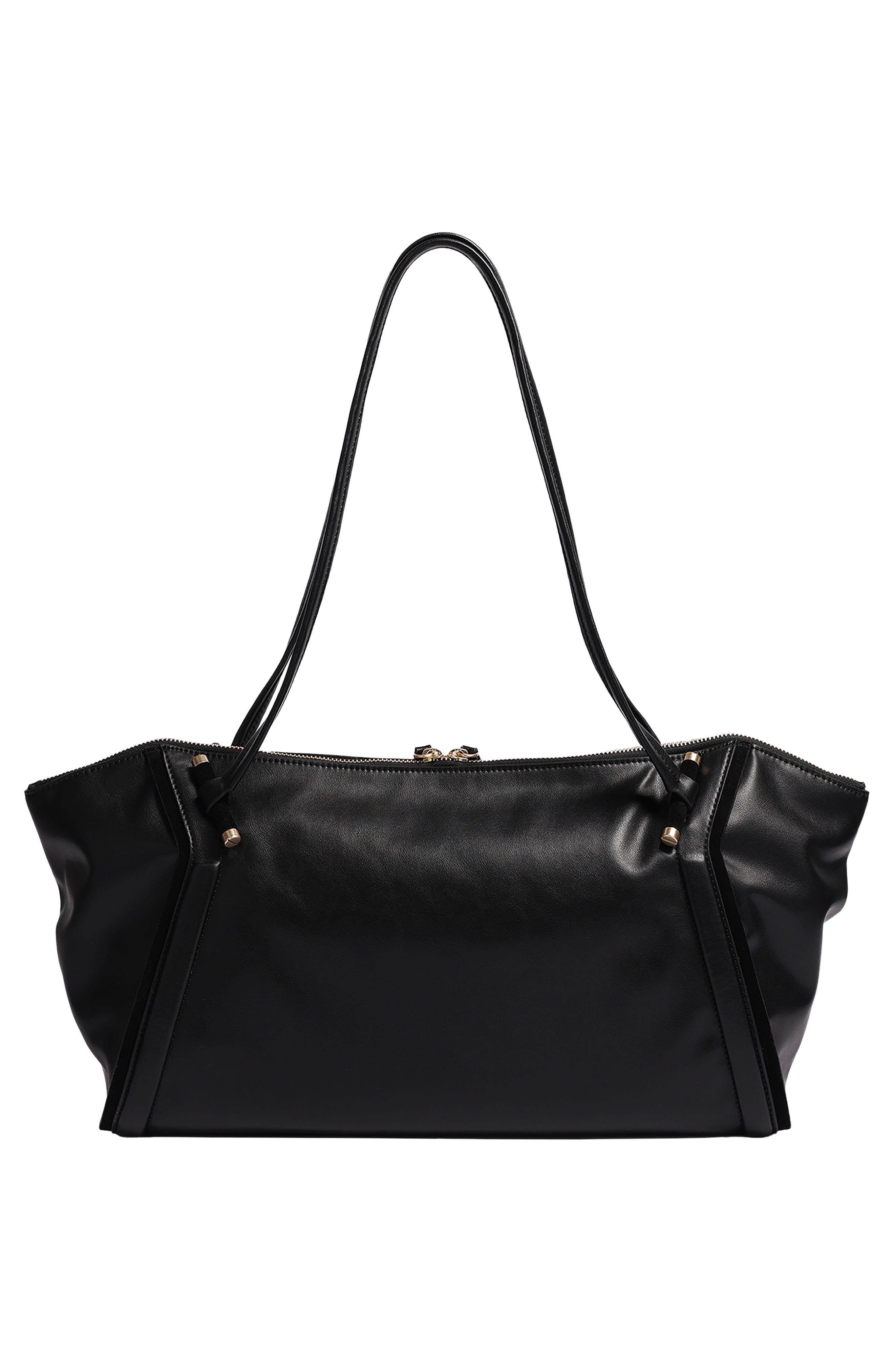 Highline Top Zip Leather Tote, Alternate, color, BLACK