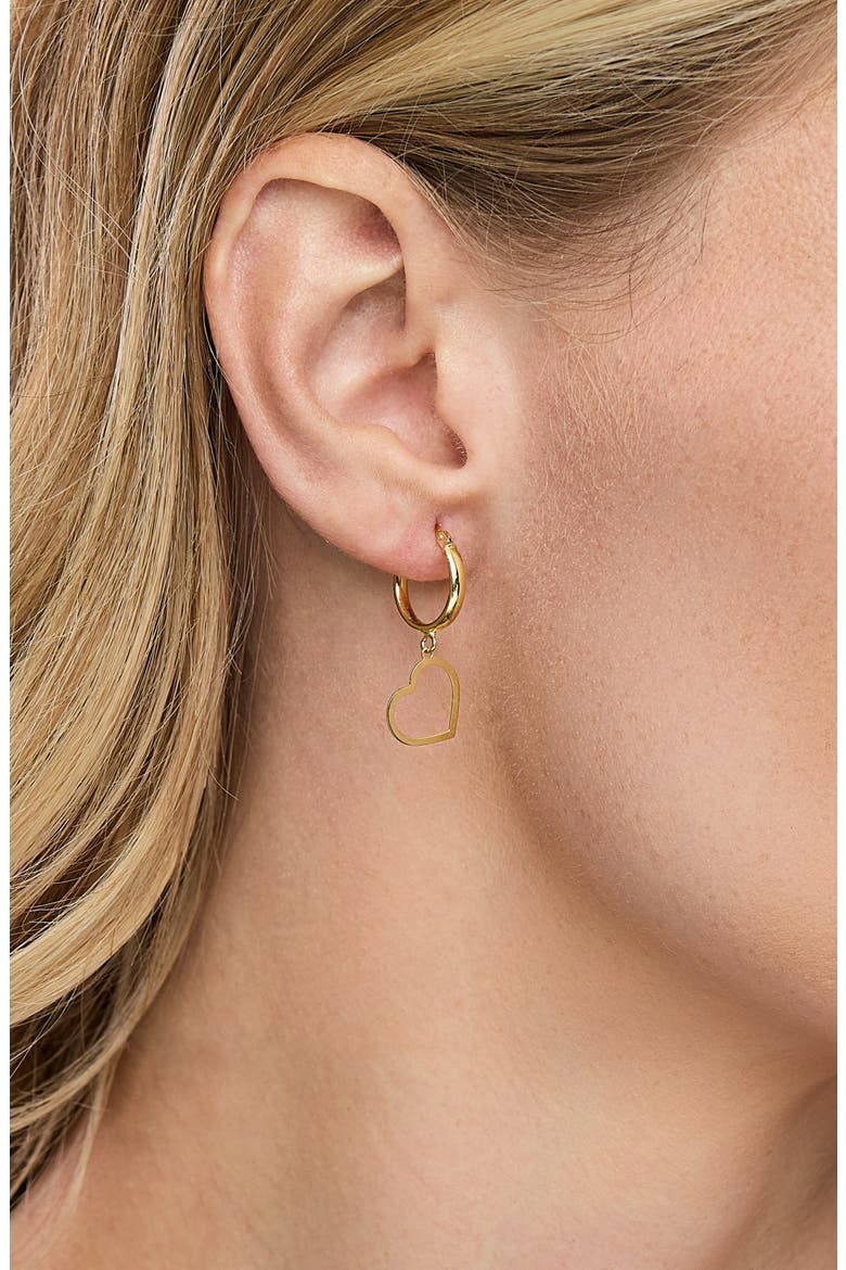 14K Yellow Gold Heart Drop Huggie Hoop Earrings, Alternate, color, 14K YELLOW GOLD