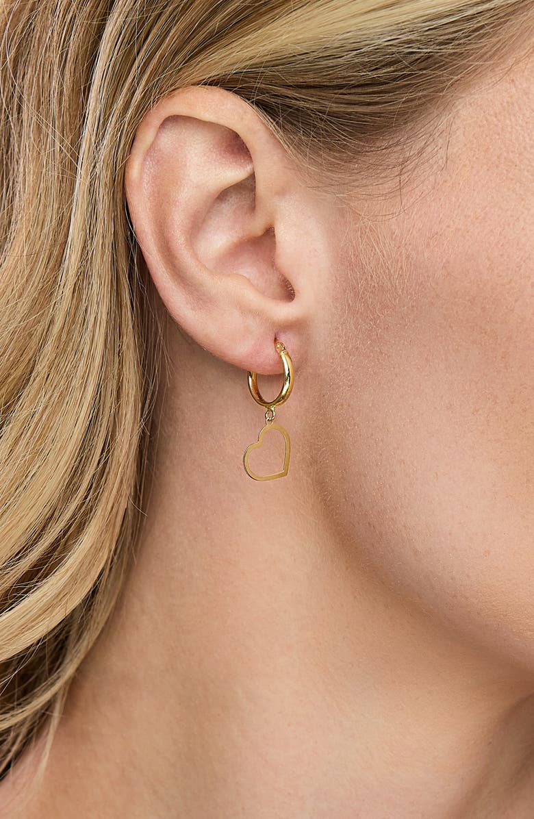 Bony Levy 14K Yellow Gold Heart Drop Huggie Hoop Earrings, Alternate, color, 14K Yellow Gold