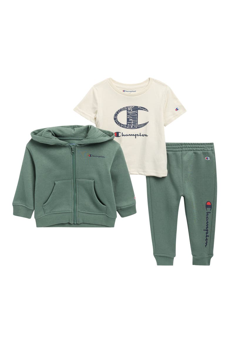 T-Shirt, Hoodie & Joggers Set, Main, color, DARK FOREST