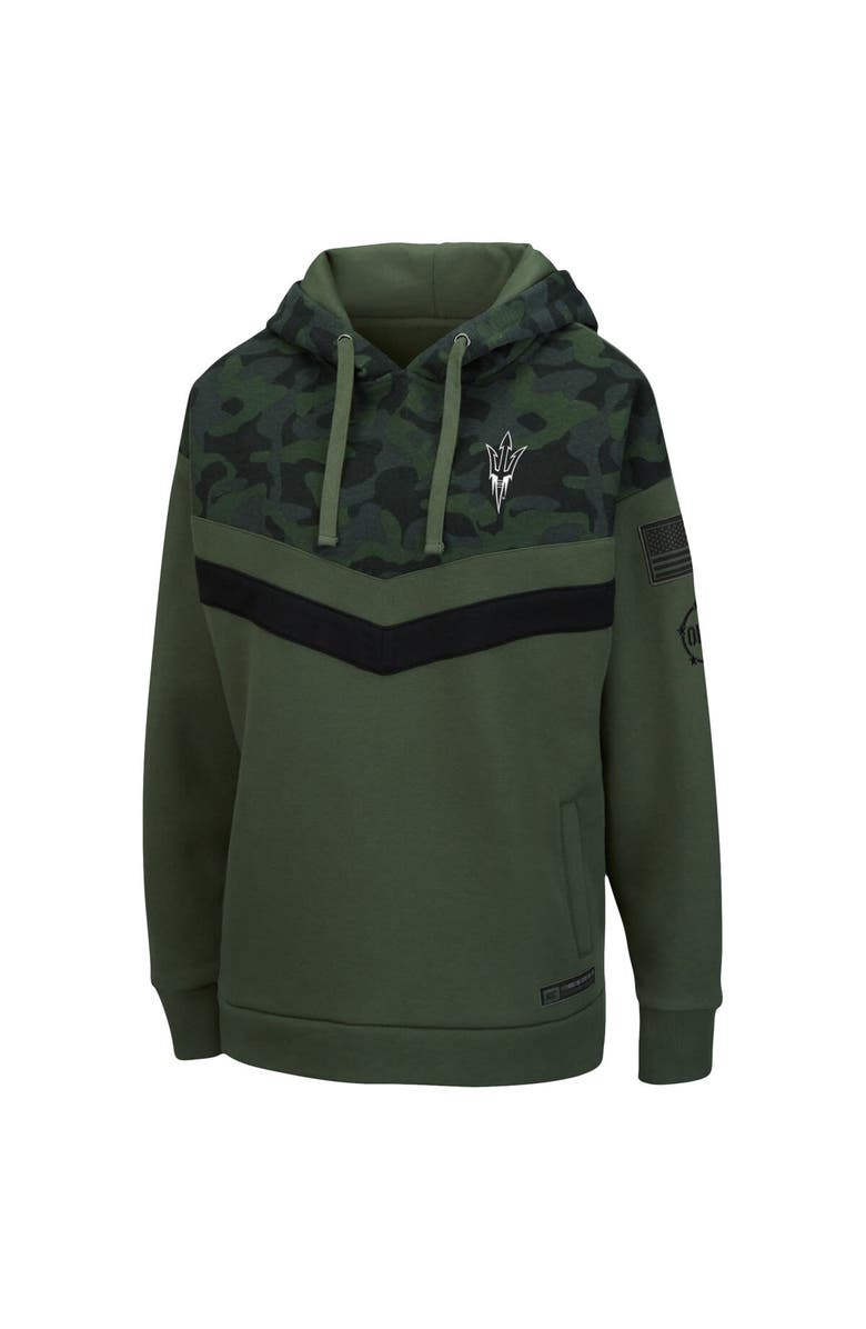 COLOSSEUM Women's Colosseum Olive/Camo Arizona State Sun Devils OHT Military Appreciation Extraction Chevron Pullover Hoodie, Alternate, color, Olive
