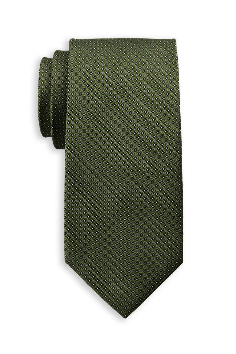 Big & Tall Mini Diamond Medallion Tie, Main, color, GREEN