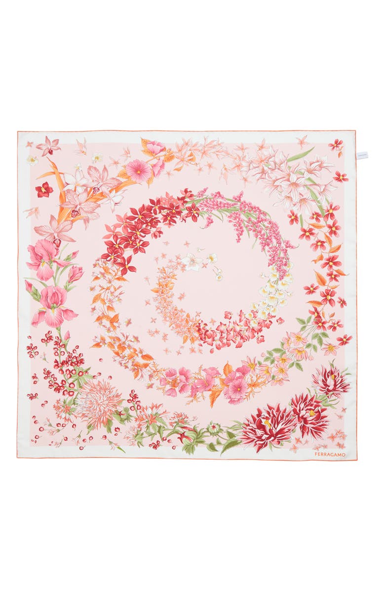 FERRAGAMO Primavera Silk Scarf, Alternate, color, Arancio/ Rosa