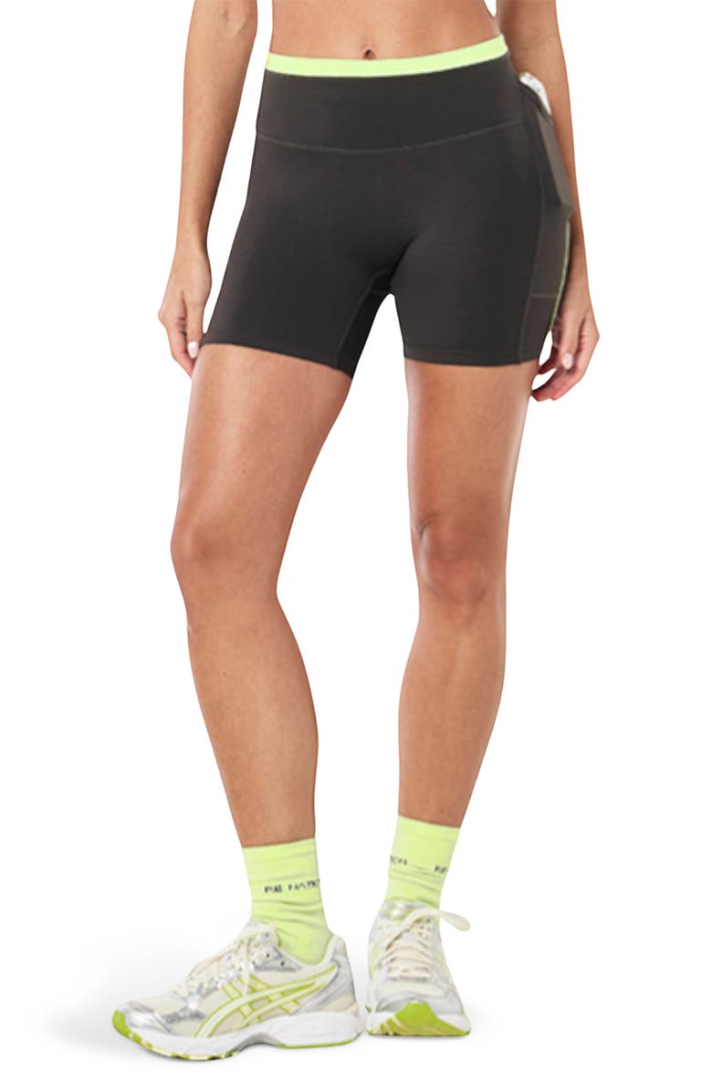 P.E Nation Rapid Bike Shorts, Main, color, Caviar/ Washed Lime