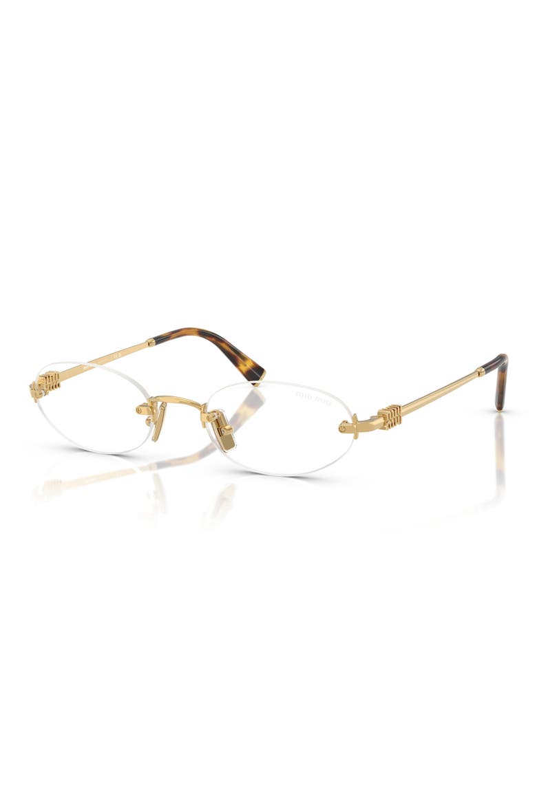 51mm Oval Rimless Sunglasses, Alternate, color, GOLD / CLEAR BLUE LIGHT FILTER