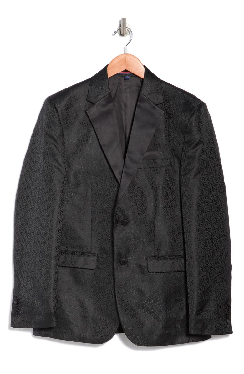 SOUL OF LONDON Jacquard Tuxedo Jacket, Main, color, Black