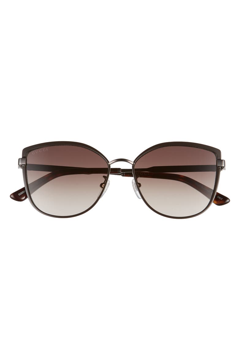 57mm Gradient Cat Eye Sunglasses, Alternate, color, BROWN/ BROWN GRADIENT