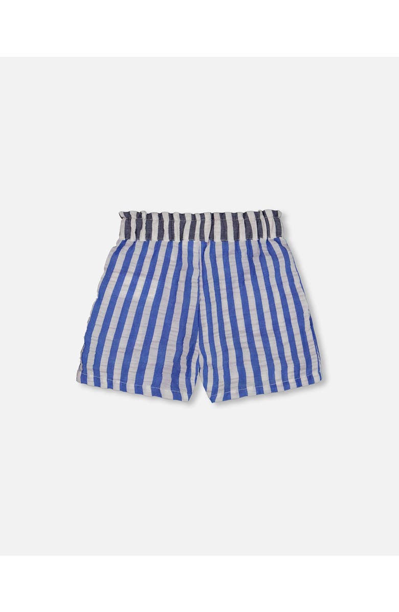 Deux par Deux Girl's Seersucker Short Blue And White Striped, Alternate, color, Blue And White Striped