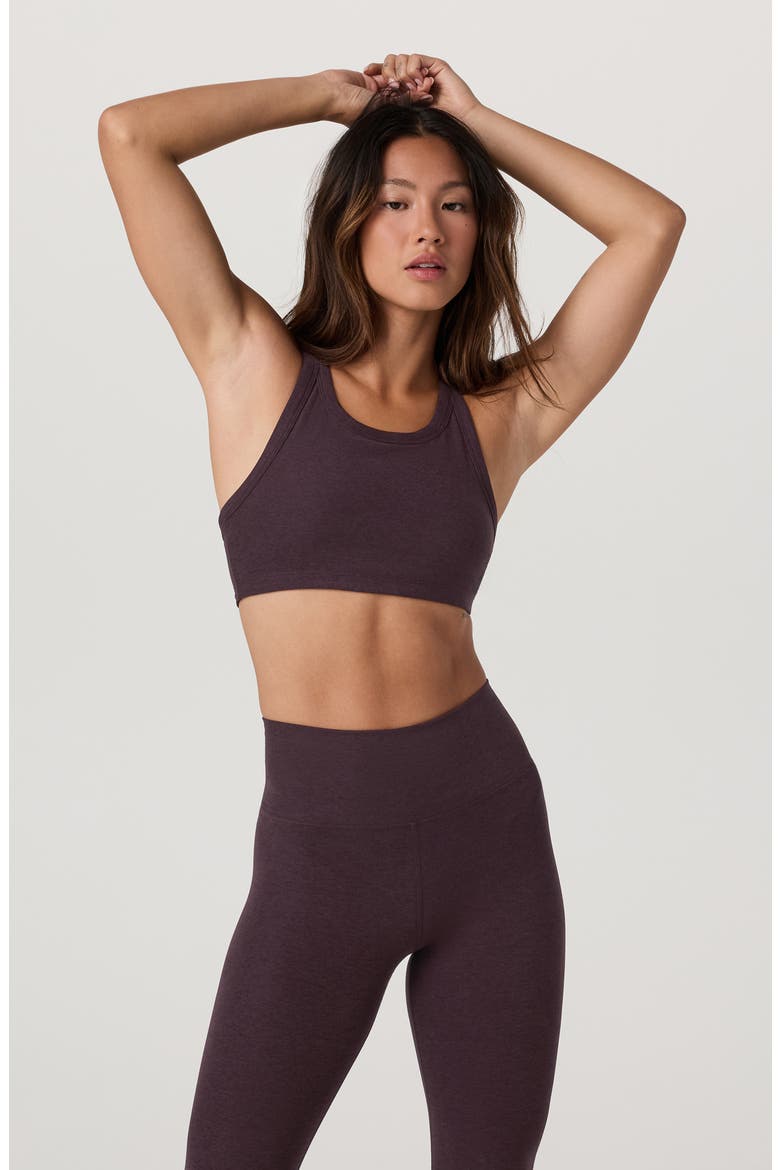 Elevation Racerback Sports Bra, Alternate, color, RAISIN HEATHER