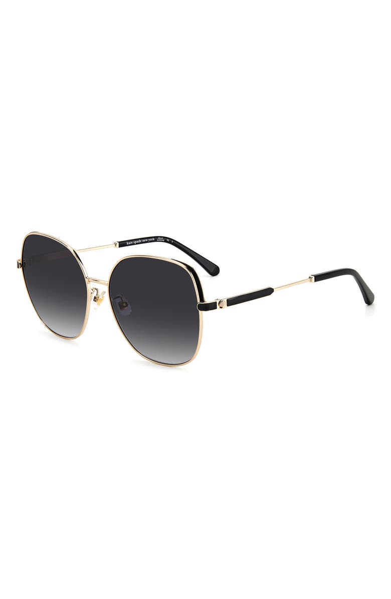 Kate Spade New York 59mm yarafs round sunglasses, Alternate, color, Gold Black/ Grey Shaded
