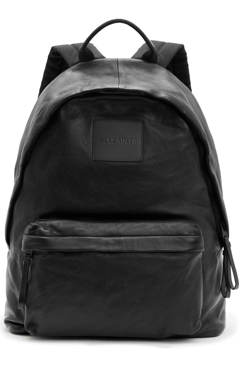 AllSaints Carabiner Leather Backpack, Main, color,