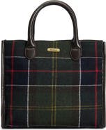 Barbour Barrhill Tartan Plaid Wool Blend Tote