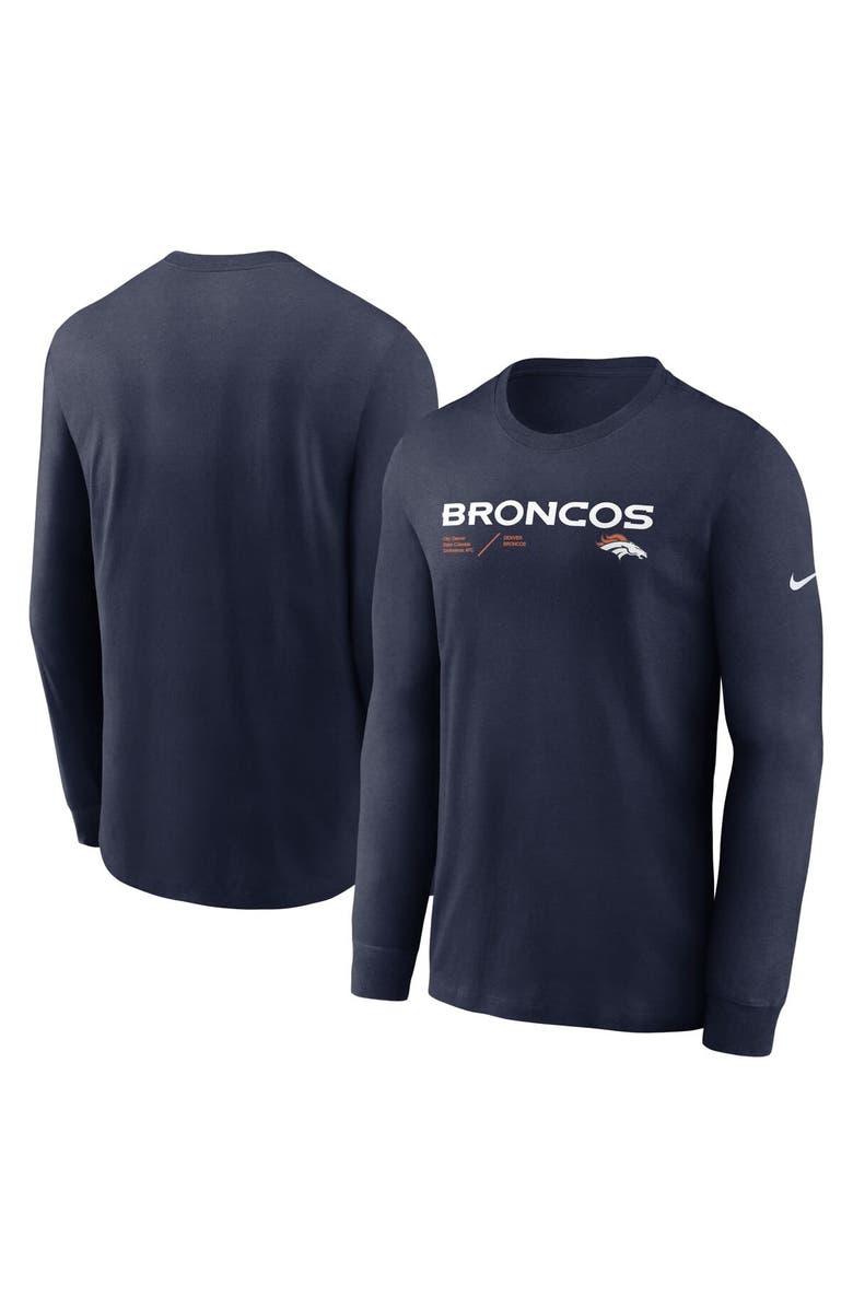 Nike Men's Nike Navy Denver Broncos Sideline Infograph Lock Up Performance Long Sleeve T-Shirt, Main, color, 
