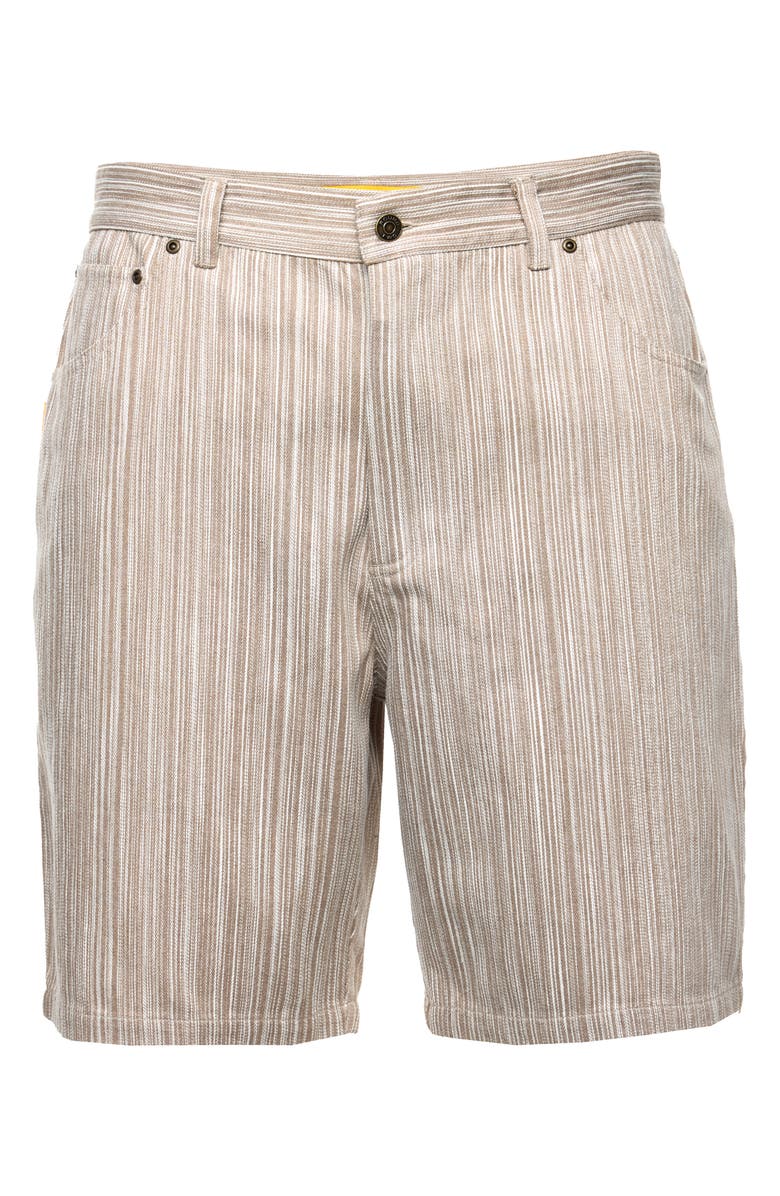 Round Two Stripe Flat Front Cotton Shorts, Alternate, color, Earth