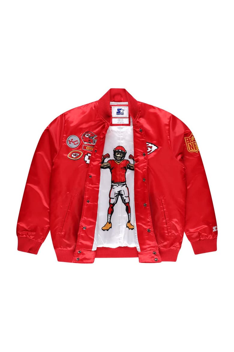 Men's Starter Red Kansas City Chiefs Exclusive Satin Full-Snap Varsity Jacket, Alternate, color, Red