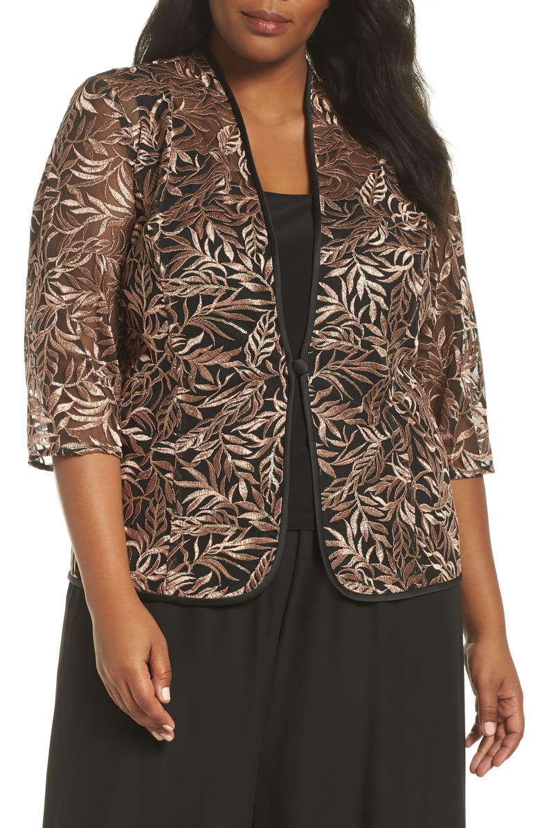 Alex Evenings Metallic Embroidered Twinset, Main, color, 