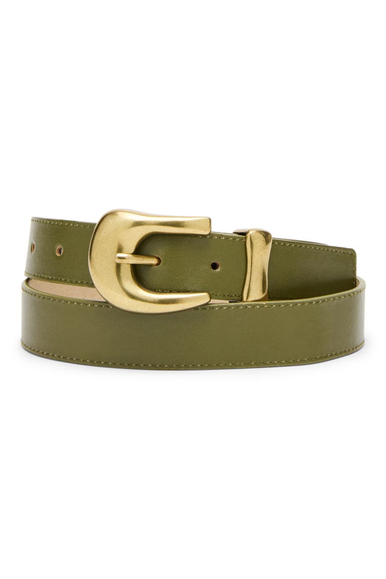 Nubuck Faux Leather Belt, Main, color, OLIVE