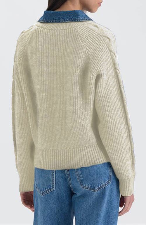 Nvlt Denim Collar Shaker Knit Sweater In Neutral