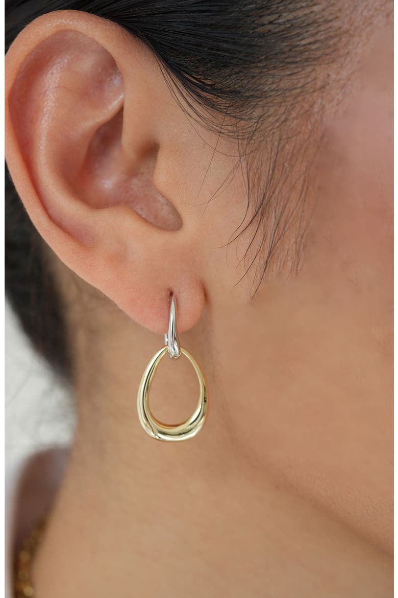 Interlock Drop Earrings, Alternate, color, GOLD/ SILVER