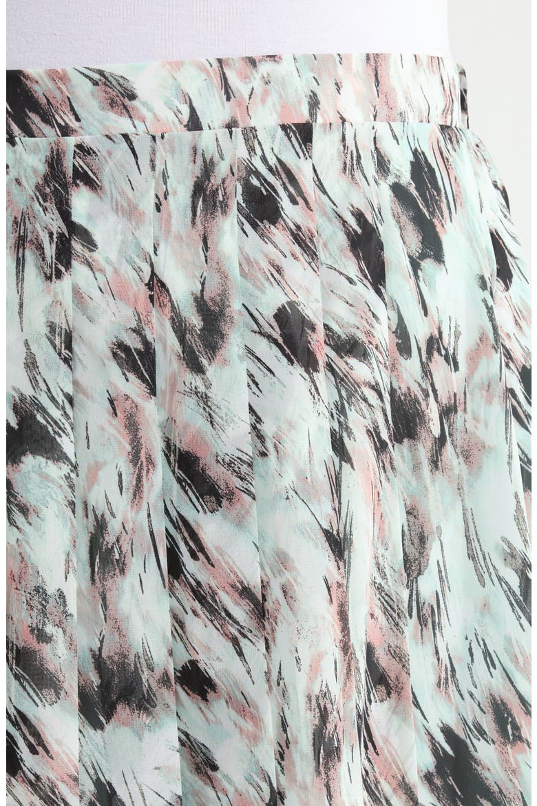 Abstract Print Pull-On Midi Skirt, Alternate, color, SEA GLASS MULTI