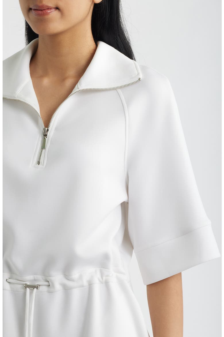 Quarter Zip Scuba Knit Dress, Alternate, color, BRIGHT WHITE
