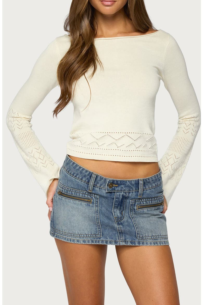 Maple Pointelle Knit Long Sleeve Top, Main, color, CREAM