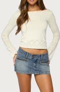 EDIKTED Maple Pointelle Knit Long Sleeve Top