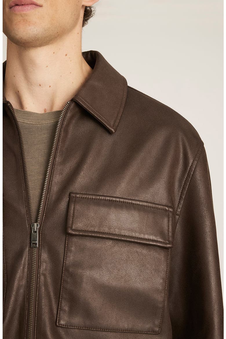 Faux Leather Harrington Jacket, Alternate, color, DEMITASSE
