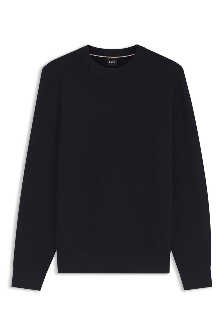 H-Lofranco Textured Cotton Crewneck Sweater, Alternate, color, DARK BLUE