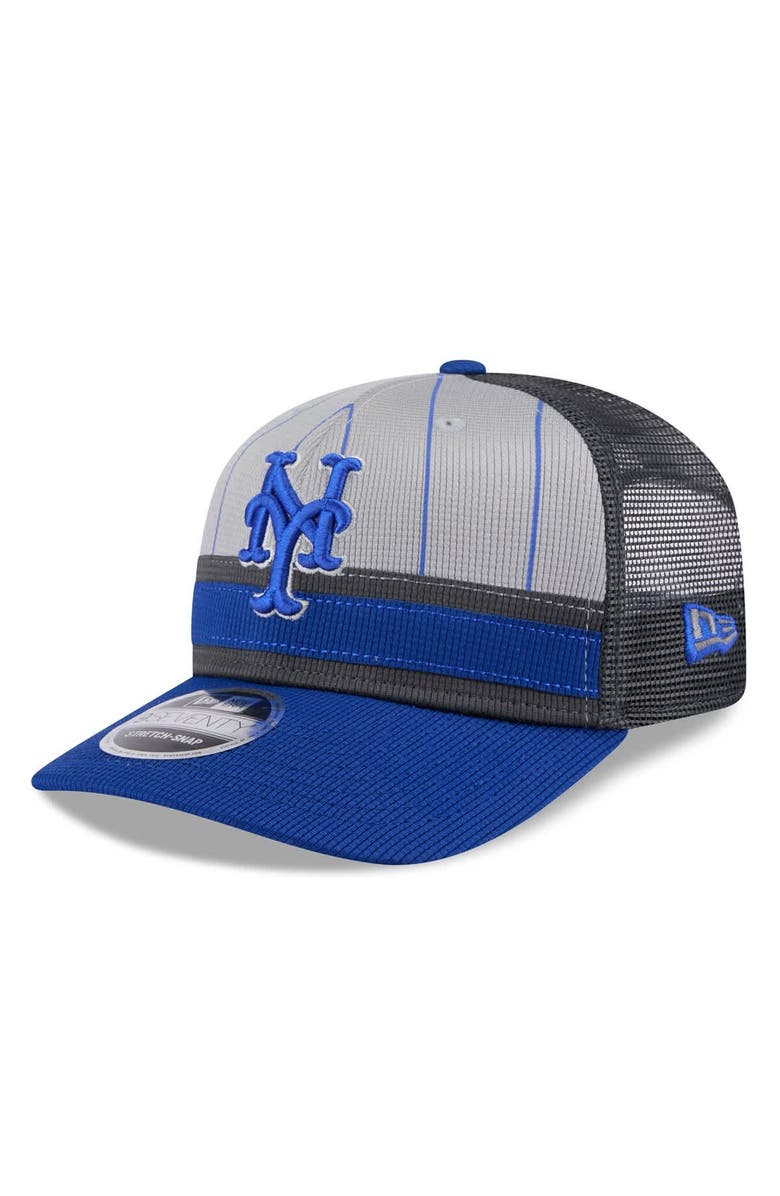 New Era Men's New Era  Gray/Royal New York Mets 2025 Batting Practice 9SEVENTY Stretch-Snap Trucker Hat, Main, color, 