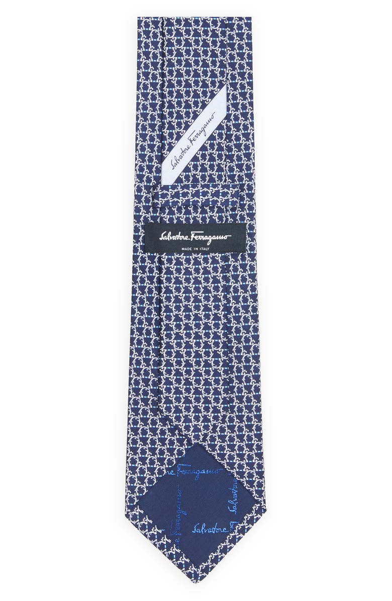 FERRAGAMO Gancini Print Silk Tie, Alternate, color, F.navy