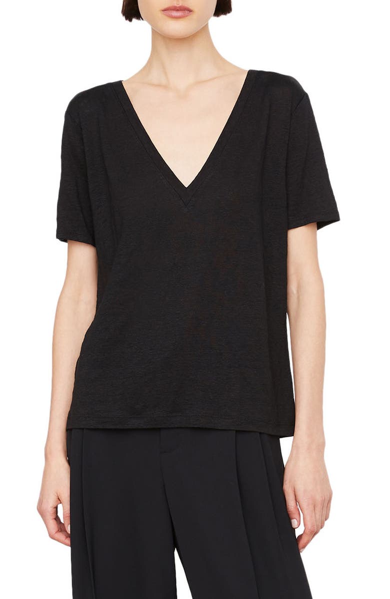 Vince V-Neck Linen T-Shirt, Main, color, 