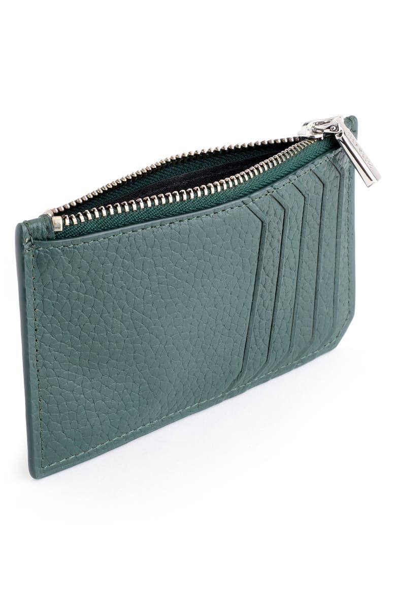 Leather Zip Card Case, Alternate, color, DARK GREEN