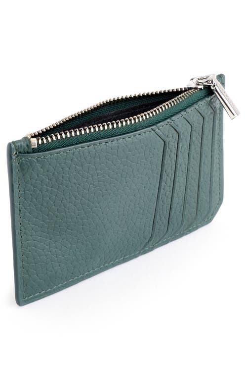 Royce New York Leather Zip Card Case In Dark Green