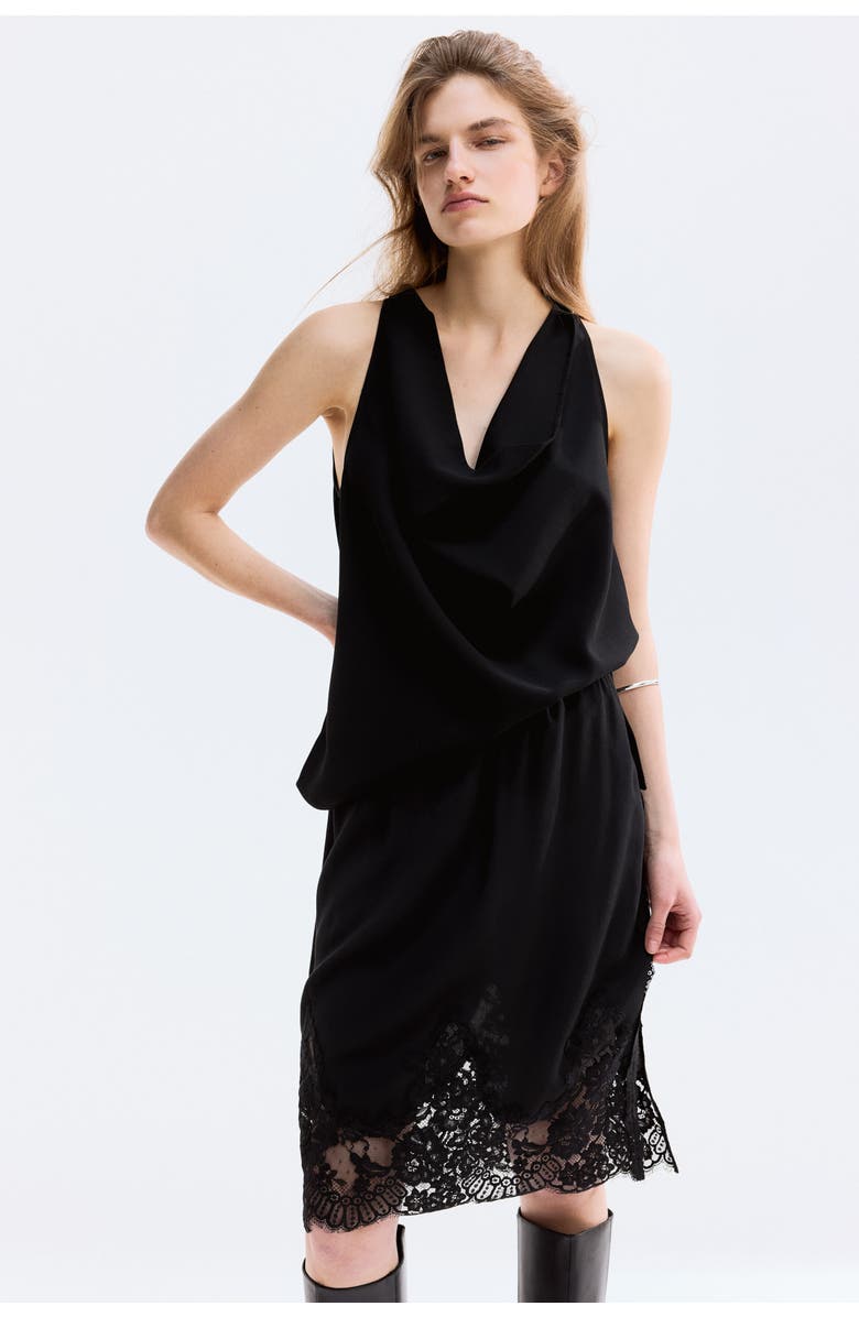 H&M Cowl-neck Top, Alternate, color, Black