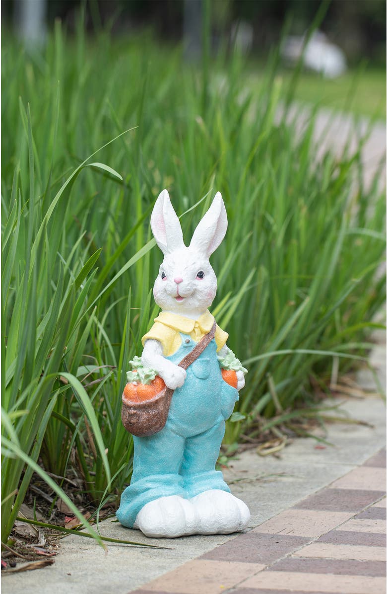 Glitzhome 17"H Easter Resin Bunny Girl or Boy Table Decor, Alternate, color, Blue