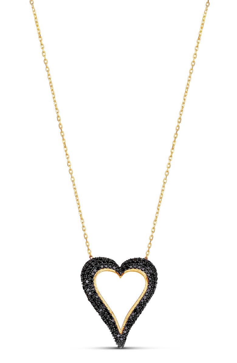 SHYMI Cutout Heart Pendant Necklace, Main, color, Black