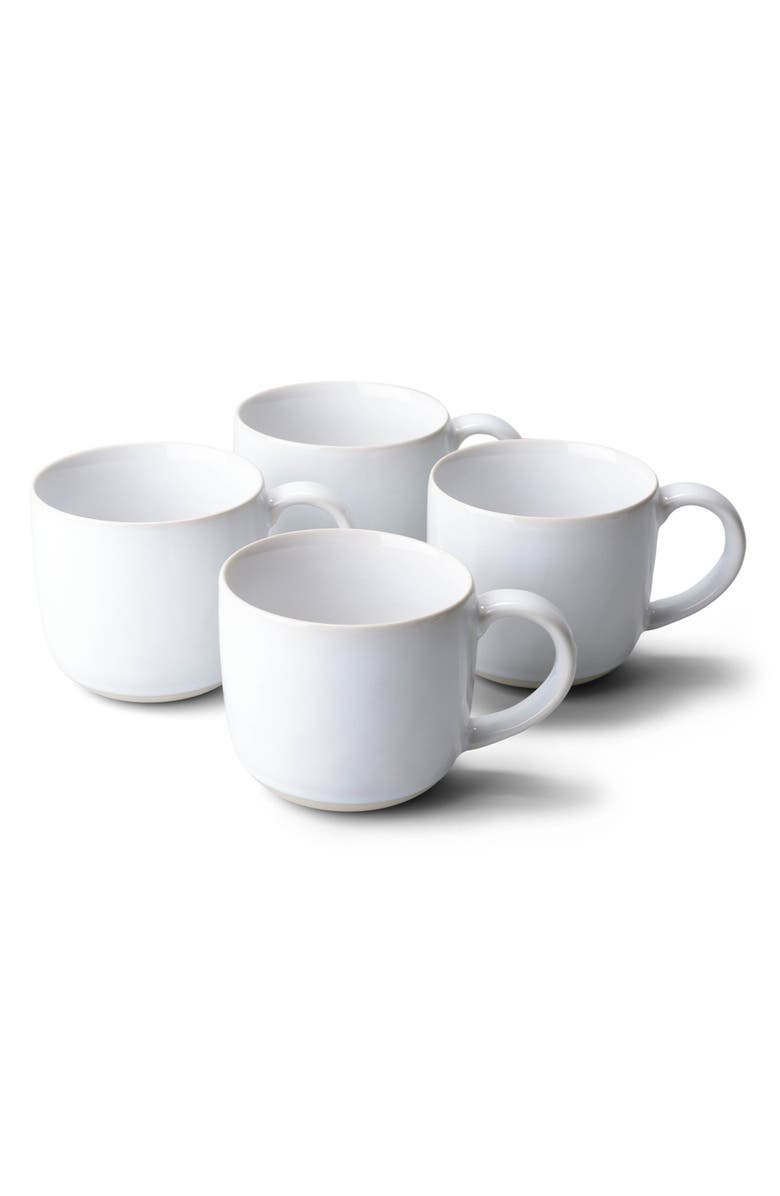 Fable The Mugs Set of 4 Stoneware Mugs, Main, color, Pearl White