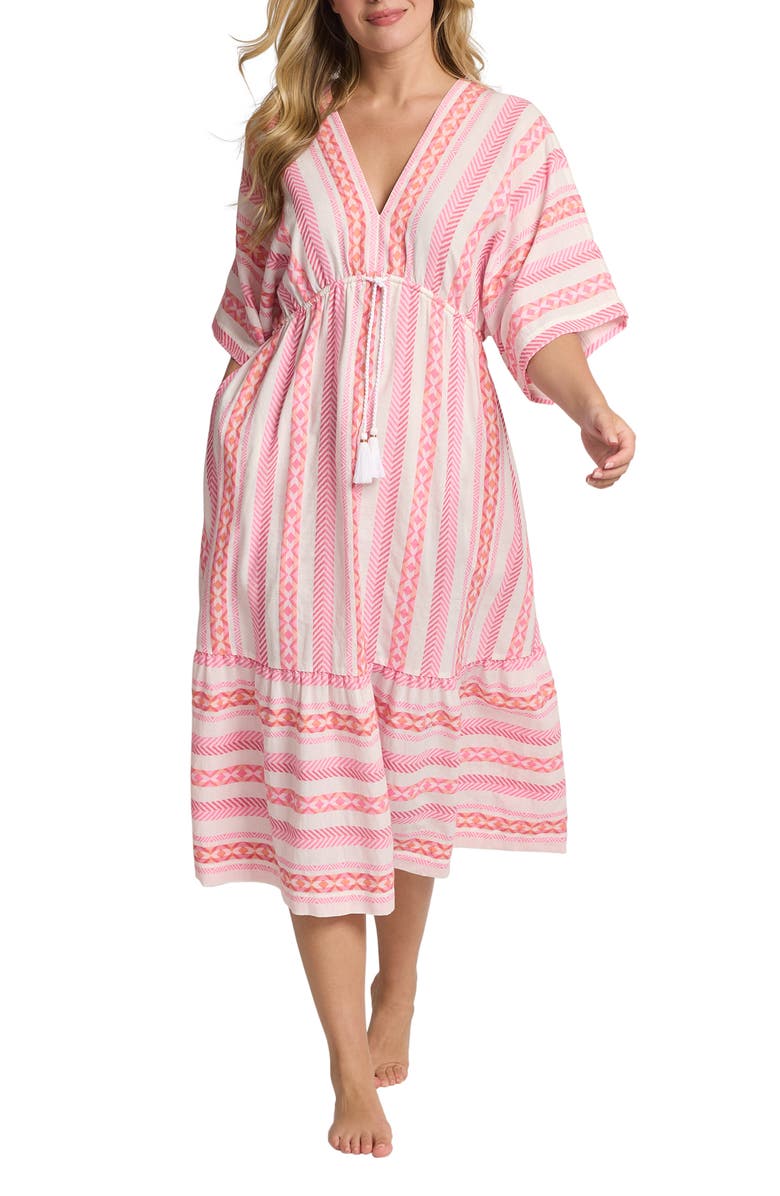 Tommy Bahama Geo Jacquard Midi Cover-Up Dress, Main, color, 