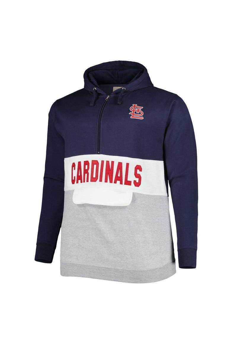 Men's Navy/White St. Louis Cardinals Big & Tall Fleece Half-Zip Hoodie, Alternate, color, Navy
