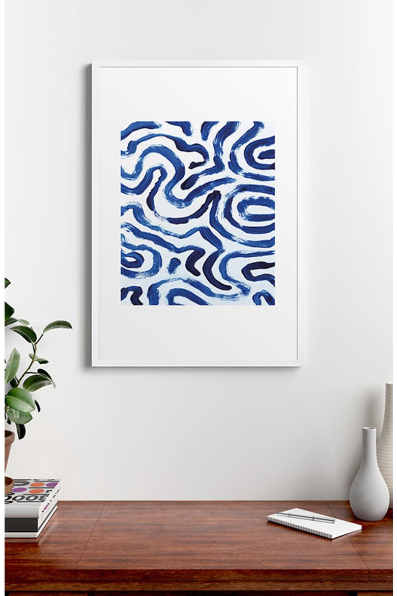 Blue Minimal Framed Art Print, Alternate, color, WHITE